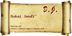 Dukai Jenő névjegykártya