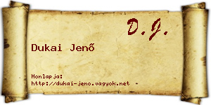 Dukai Jenő névjegykártya
